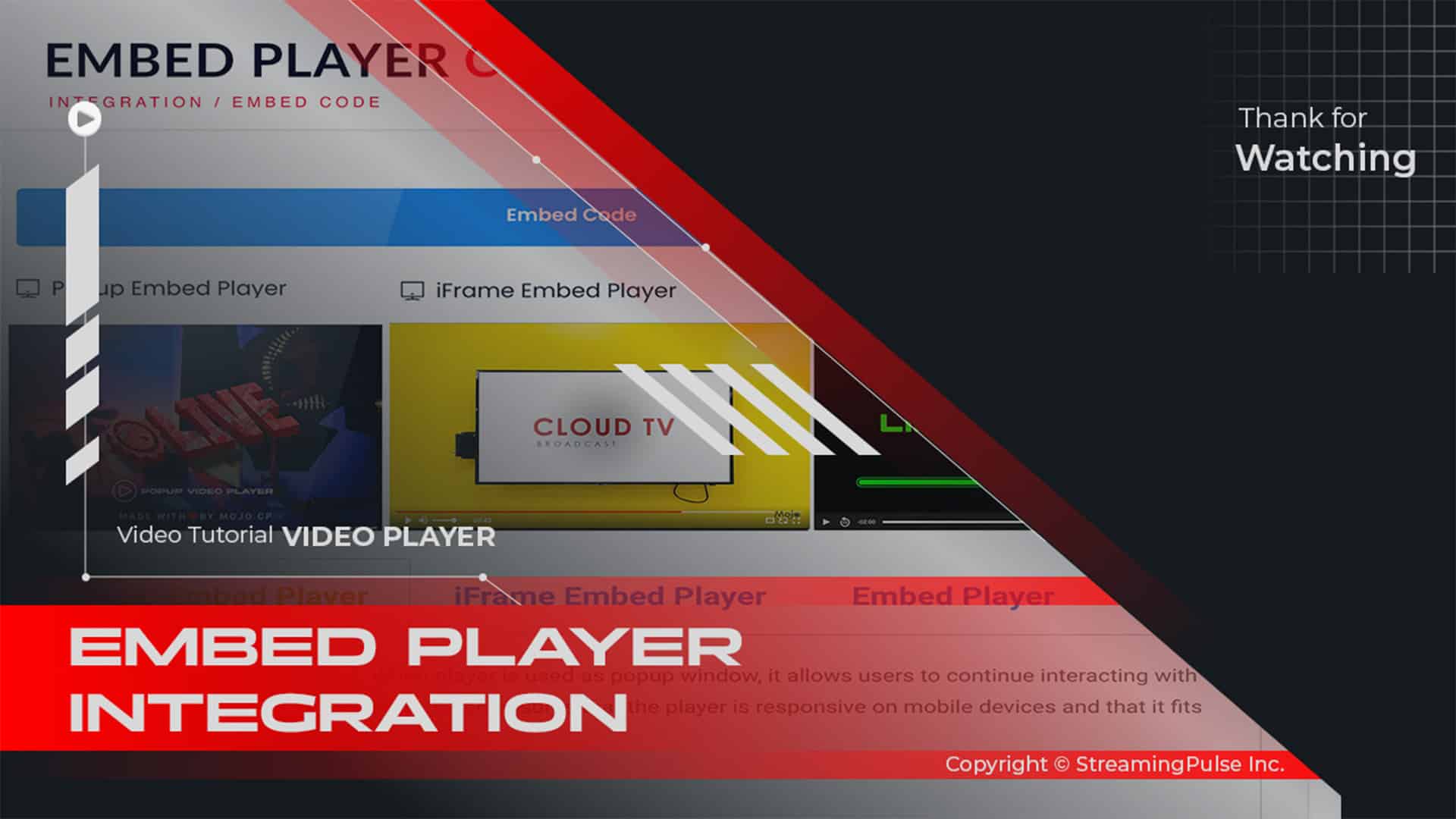 Player embed snippet code