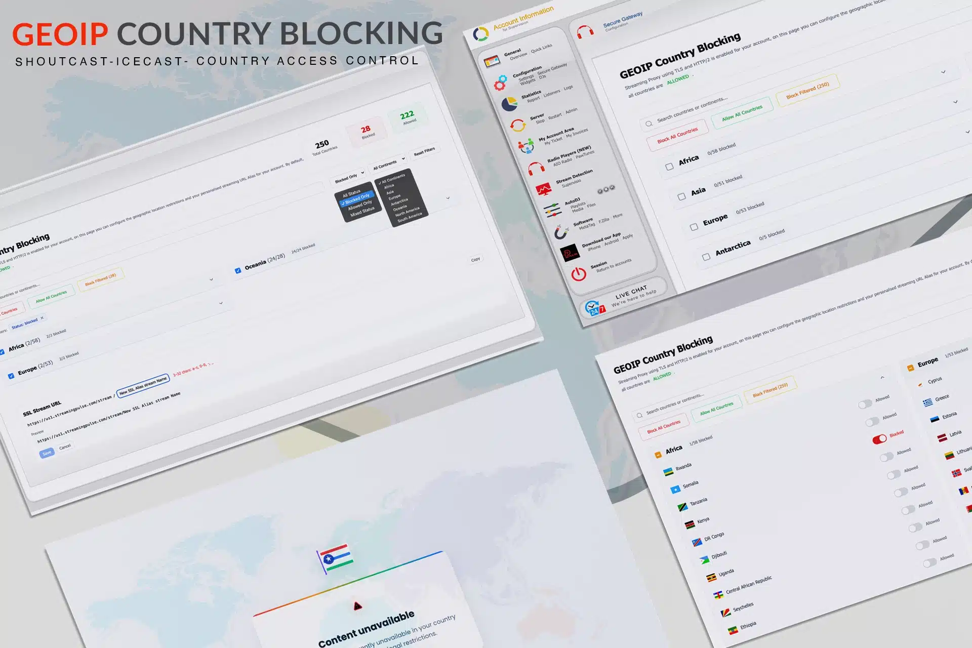 GeoIP Stream Control: Restrict or allow SHOUTcast and Icecast stream
